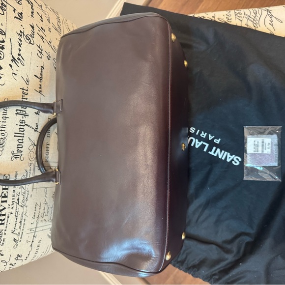 Large Burgundy Leather Saint Laurent "Classic Duffle” - Picture 11 of 11